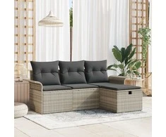 Sodo Sofų Rinkinys su pagalve su saugykla 4 pcs Poli ratanas