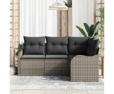 Lauko baldų komplektas Sodo Sofų Rinkinys su saugykla 4 pcs Pilka poliratanas