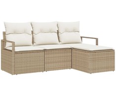 Lauko baldų komplektas Sofos komplektas 4 pcs Smėlio poliratanas