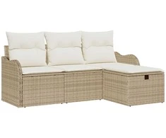 Lauko baldų komplektas Sodo Sofų Rinkinys su pagalve su saugykla 4 pcs Poli ratanas