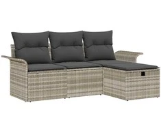 Sodo Sofų Rinkinys su pagalve su saugykla 4 pcs Poli ratanas