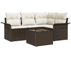 Lauko baldų komplektas Sodo Sofų Rinkinys su saugykla 5 pcs Ruda poliratanas