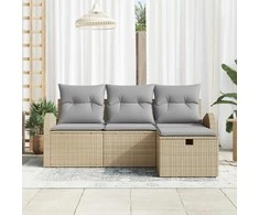 Lauko baldų komplektas Sodo Sofų Rinkinys su pagalve 4 pcs Smėlio poliratanas