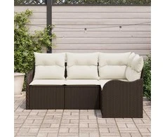 Lauko baldų komplektas Sodo Sofų Rinkinys su saugykla 4 pcs Ruda poliratanas