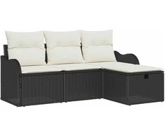 Lauko baldų komplektas Sodo Sofų Rinkinys su pagalve su saugykla 4 pcs Poli ratanas