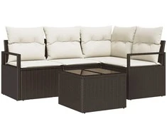 Lauko baldų komplektas Sofos komplektas 5 pcs Ruda poliratanas