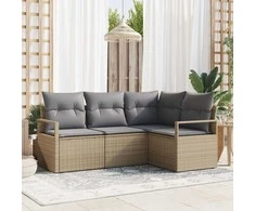 Lauko baldų komplektas Sofos komplektas 4 pcs Smėlio poliratanas