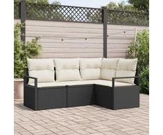 Lauko baldų komplektas Sofos komplektas 4 pcs Juoda poliratanas
