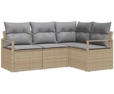Lauko baldų komplektas Sofos komplektas 4 pcs Smėlio poliratanas