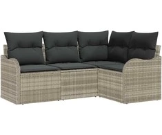 Lauko baldų komplektas Sodo Sofų Rinkinys 4 pcs Šviesiai pilka poliratanas