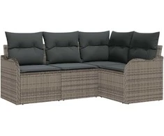 Lauko baldų komplektas Sodo Sofų Rinkinys 4 pcs Pilka poliratanas