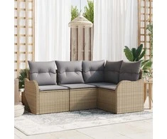 Lauko baldų komplektas Sodo Sofų Rinkinys 4 pcs Smėlio poliratanas