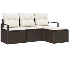 Lauko baldų komplektas Sofos komplektas 4 pcs Ruda poliratanas
