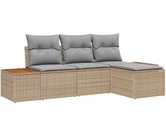 Sodo Sofų Rinkinys 4 pcs Bežinė ir šviesiai pilka Poli ratanas