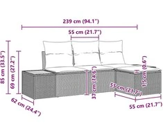 Sodo Sofų Rinkinys su pagalve 4 pcs Smėlio poliratanas