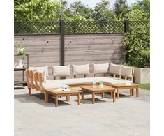 Sodo Sofų Rinkinys 4 vnt. Ruda ir grietinėlė