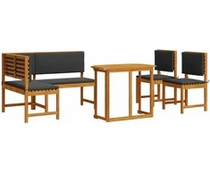 Lauko baldų komplektas Sodo suolelių komplektas 4 pcs Ruda Kietos akacijos mediena