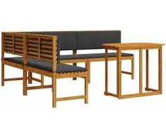 Lauko baldų komplektas Sodo suolelių komplektas 4 pcs Ruda Kietos akacijos mediena