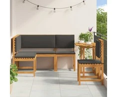Lauko baldų komplektas Sodo suolelių komplektas 4 pcs Ruda Kietos akacijos mediena