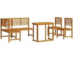 Lauko baldų komplektas Sodo suolelių komplektas 4 pcs Ruda akacijos medienos masyvas