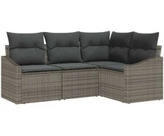 Sodo Sofų Rinkinys su pagalve 4 pcs Pilka poliratanas