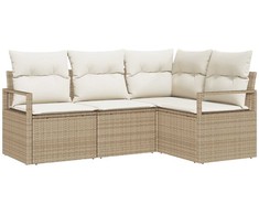 Lauko baldų komplektas Sofos komplektas 4 pcs Smėlio poliratanas