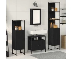 Vonios baldų rinkinys 4 pcs juoda ąžuolo Apdirbta mediena