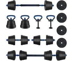 4-in-1 hantelių rinkinys 40kg Juoda ir mėlyna