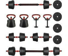 4-in-1 hantelių rinkinys 30kg Juoda ir raudona