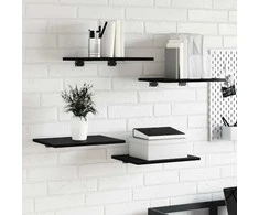 Knygų lentyna 4 pcs Juodas 40 x 30 x 1,5 cm Apdirbta mediena
