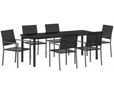 Sodo valgomojo komplektas 7 pcs Juoda PE ratanas