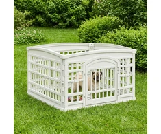 4 panelių šunų žaidimų buferis 91 x 91 x 58 cm Plastmasė Balta