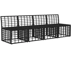 4 sėdimų vietų sodo sofa be rankų 4 pcs 4-Vietų skaičius Juoda