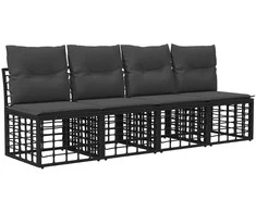 4 sėdimų vietų sodo sofa be rankų 4 pcs 4-Vietų skaičius Juoda