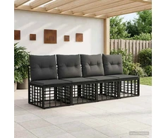 4 sėdimų vietų sodo sofa be rankų 4 vnt. 4-Vietų skaičius Juoda