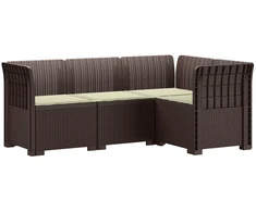 4-vietė Sodo Sofa Su Pagalvėlėmis Rattano Išvaizda PP Ruda