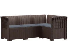 4-vietė Sodo Sofa Su Pagalvėlėmis Rattano Išvaizda PP Ruda