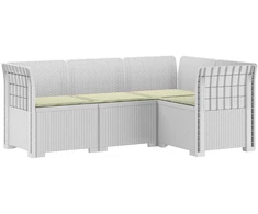 4-vietė Sodo Sofa Su Pagalvėlėmis Rattano Išvaizda PP Balta