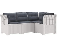 4-vietė Sodo Sofa Su Pagalvėlėmis Rattano Išvaizda PP Balta