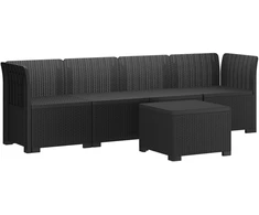 4 vietų sodo sofa pintinės išvaizdos PP Antracito