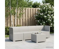 4 vietų sodo sofa pintinės išvaizdos PP Balta
