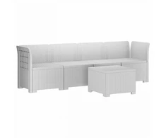 4 vietų sodo sofa pintinės išvaizdos PP Balta