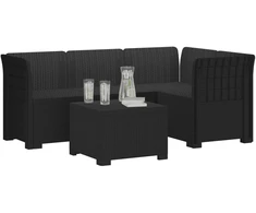 4 Vietų Sodo Sofa Ratanų Imitacija PP Antracito