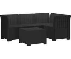 4 Vietų Sodo Sofa Ratanų Imitacija PP Antracito