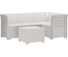 4 Vietų Sodo Sofa Ratanų Imitacija PP Balta