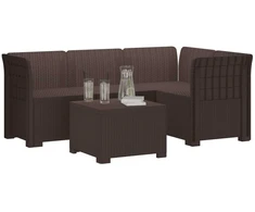 4 Vietų Sodo Sofa Ratanų Imitacija PP Ruda