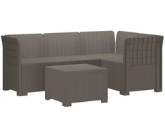 4 Vietų Sodo Sofa Ratanų Imitacija PP Šviesiai pilka