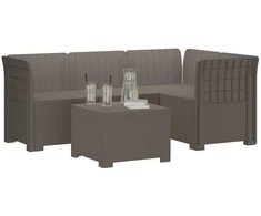 4 Vietų Sodo Sofa Ratanų Imitacija PP Šviesiai pilka