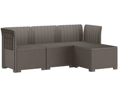 4 Vietų Sodo Sofa Ratanų Imitacija PP Šviesiai pilka