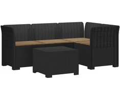 4 Vietų Sodo Sofa su Pagalvėlėmis Ratanų Imitacija PP Antracito